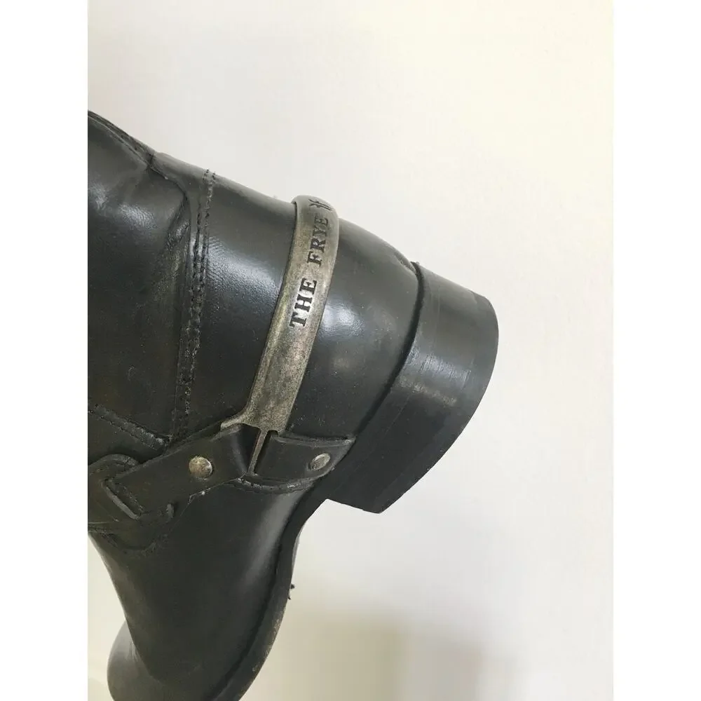 Frye Lindsay Spur Black Leather Tall Riding Boots NIB Size 9